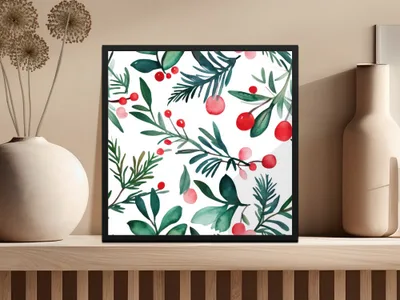 Red and Green Seamless Pattern Christmas Watercolor Digital - Moore and Mountain