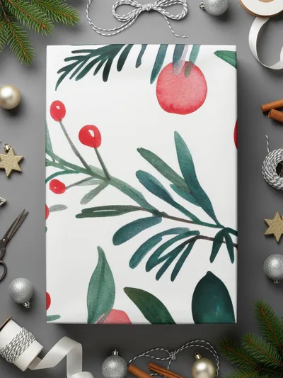 Red and Green Seamless Pattern Christmas Watercolor Digital - Moore and Mountain