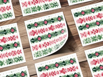 Red and Green Seamless Pattern Christmas Watercolor Digital - Moore and Mountain