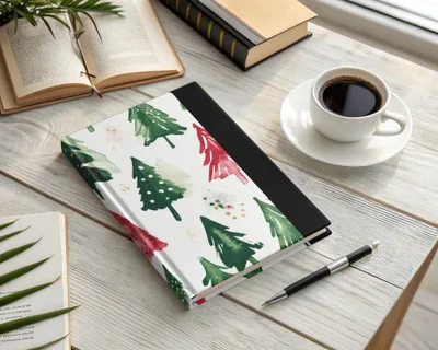 Red and Green Seamless Pattern Christmas Watercolor Trees - Moore and Mountain