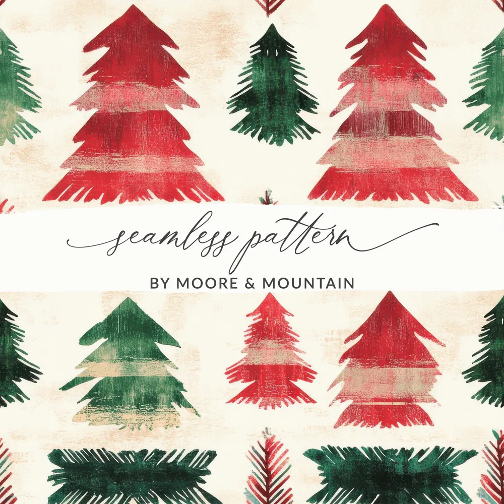 Red and Green Seamless Scandinavian Pattern Christmas Watercolor Digital - Moore and Mountain
