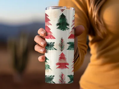 Red and Green Seamless Scandinavian Pattern Christmas Watercolor Digital - Moore and Mountain