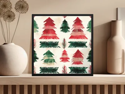 Red and Green Seamless Scandinavian Pattern Christmas Watercolor Digital - Moore and Mountain
