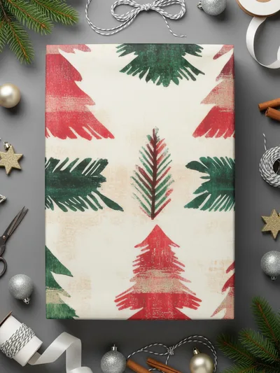 Red and Green Seamless Scandinavian Pattern Christmas Watercolor Digital - Moore and Mountain