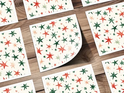 Red and Green Stars Seamless Pattern Christmas Watercolor - Moore and Mountain