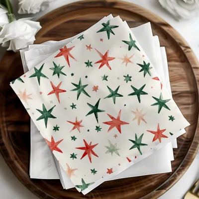 Red and Green Stars Seamless Pattern Christmas Watercolor - Moore and Mountain