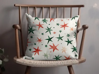 Red and Green Stars Seamless Pattern Christmas Watercolor - Moore and Mountain