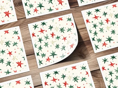 Red and Green Stars Seamless Pattern Christmas Watercolor - Moore and Mountain