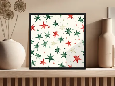Red and Green Stars Seamless Pattern Christmas Watercolor - Moore and Mountain