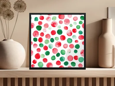 Red and Green Watercolor Polka Dots Seamless Pattern - Moore and Mountain