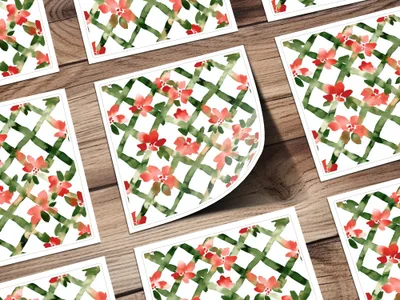 Red and Green Watercolor Seamless Pattern Christmas Digital - Moore and Mountain