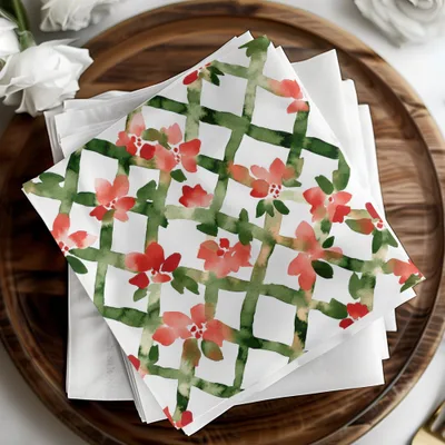 Red and Green Watercolor Seamless Pattern Christmas Digital - Moore and Mountain