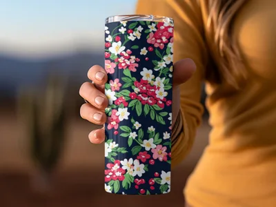 Vibrant Floral Pattern Insulated Tumbler for Beverages