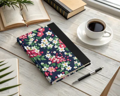 Floral Print Hardcover Journal with Colorful Flower Design