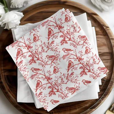 Red Bird Toile Digital Paper, Seamless Pattern, Printable Fabric Design, Rustic Bird Art, Scrapbook Paper, Digital Download - Moore and Mountain