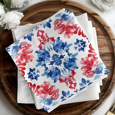 Red Blue Floral Watercolor Seamless Pattern, Digital Paper for Fabric, Wallpaper, Scrapbooking, Digital Downloads, Commercial Use - Moore and Mountain