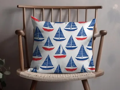 Red Blue Sailboat Digital Paper, Nautical Seamless Pattern, Coastal Theme JPEG Files, Scrapbooking Background, Fabric Design, Digital - Moore and Mountain