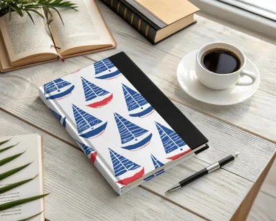 Red Blue Sailboat Digital Paper, Nautical Seamless Pattern, Coastal Theme JPEG Files, Scrapbooking Background, Fabric Design, Digital - Moore and Mountain