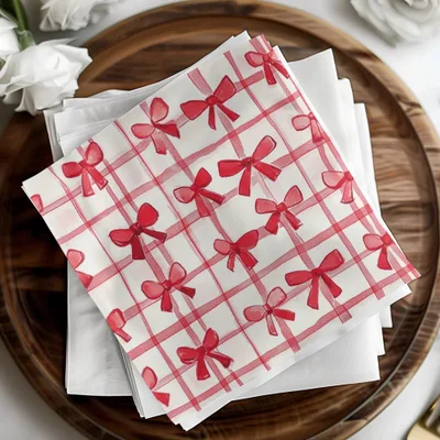 Red Bow Plaid Seamless Digital Paper, Festive Gift Wrap Pattern, Digital Download, Scrapbooking Paper, Christmas Design, Fabric Print - Moore and Mountain
