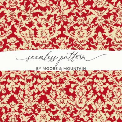 Red Damask Digital Paper, Floral Pattern, Seamless Texture, Scrapbook Paper, Fabric Design, Printable Background, Digital Download