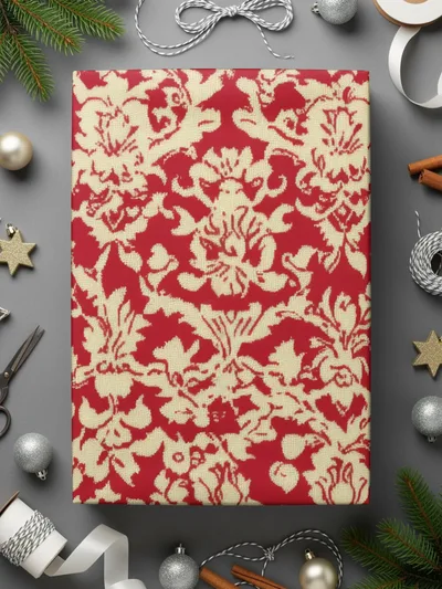 Red Damask Digital Paper, Floral Pattern, Seamless Texture, Scrapbook Paper, Fabric Design, Printable Background, Digital Download - Moore and Mountain