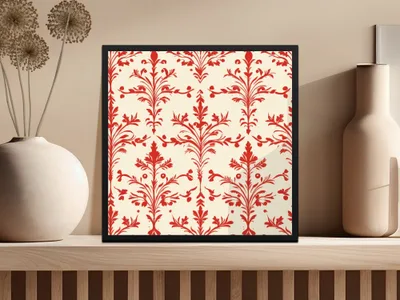 Red Damask Digital Paper, Seamless Pattern, Printable Scrapbook Paper, Vintage Style Texture, Digital Download, Commercial Use - Moore and Mountain