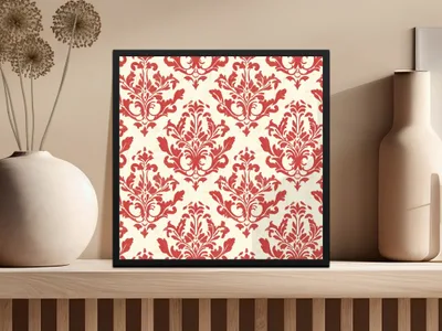 Red Floral Damask Vintage Pattern Design for Background Digital - Moore and Mountain