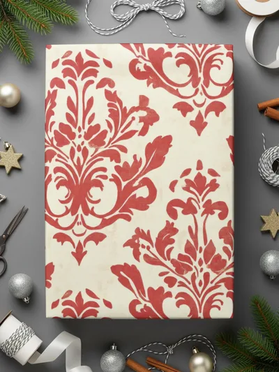 Red Floral Damask Vintage Pattern Design for Background Digital - Moore and Mountain