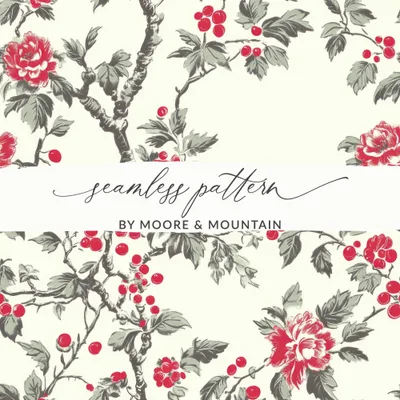 Red Floral Digital Paper, Seamless Pattern Design, Flower Printable Fabric, Trendy Background, Digital Download, Scrapbooking Supply
