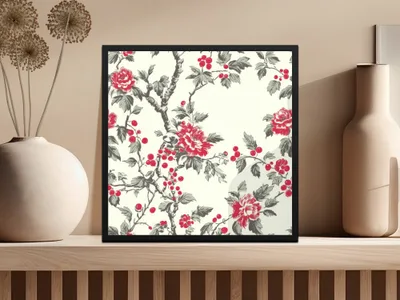 Red Floral Digital Paper, Seamless Pattern Design, Flower Printable Fabric, Trendy Background, Digital Download, Scrapbooking Supply - Moore and Mountain