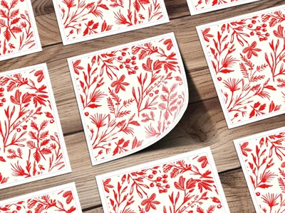 Red Floral Pattern Digital Paper, Seamless Flower Design, Scrapbooking Paper, Christmas Print, Festive Pattern, Digital Download - Moore and Mountain