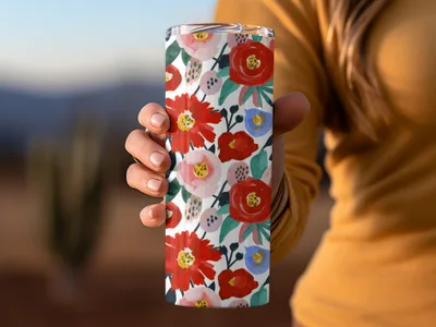 Modern Red Floral Seamless Pattern - Moore and Mountain