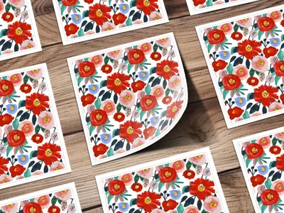 Modern Red Floral Seamless Pattern - Moore and Mountain