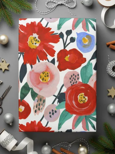 Modern Red Floral Seamless Pattern - Moore and Mountain