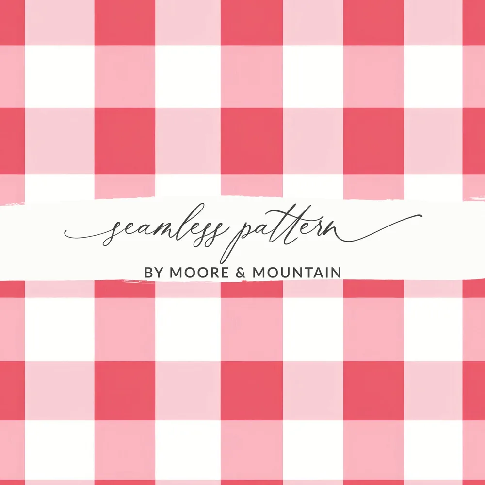 Pink and White Gingham Seamless Pattern Design