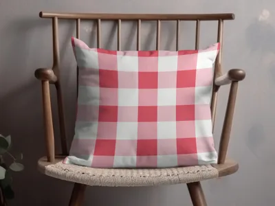 Red and White Checkered Pattern Decorative Pillow