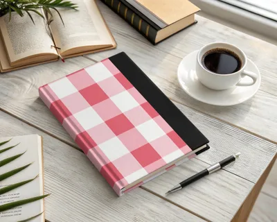 Pink and White Checkered Hardcover Journal for Writing