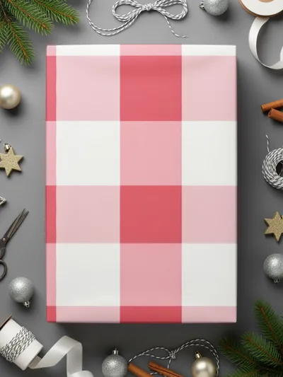 Festive Red and Pink Checkered Wrapping Paper