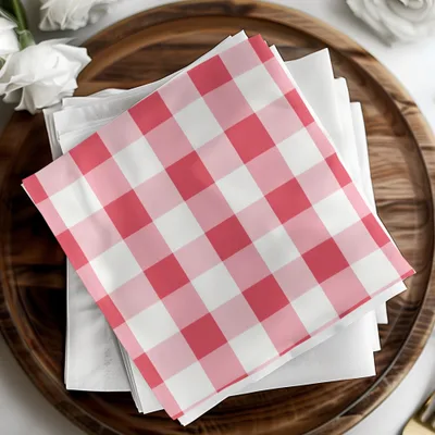 Red and White Gingham Checkered Napkins Product