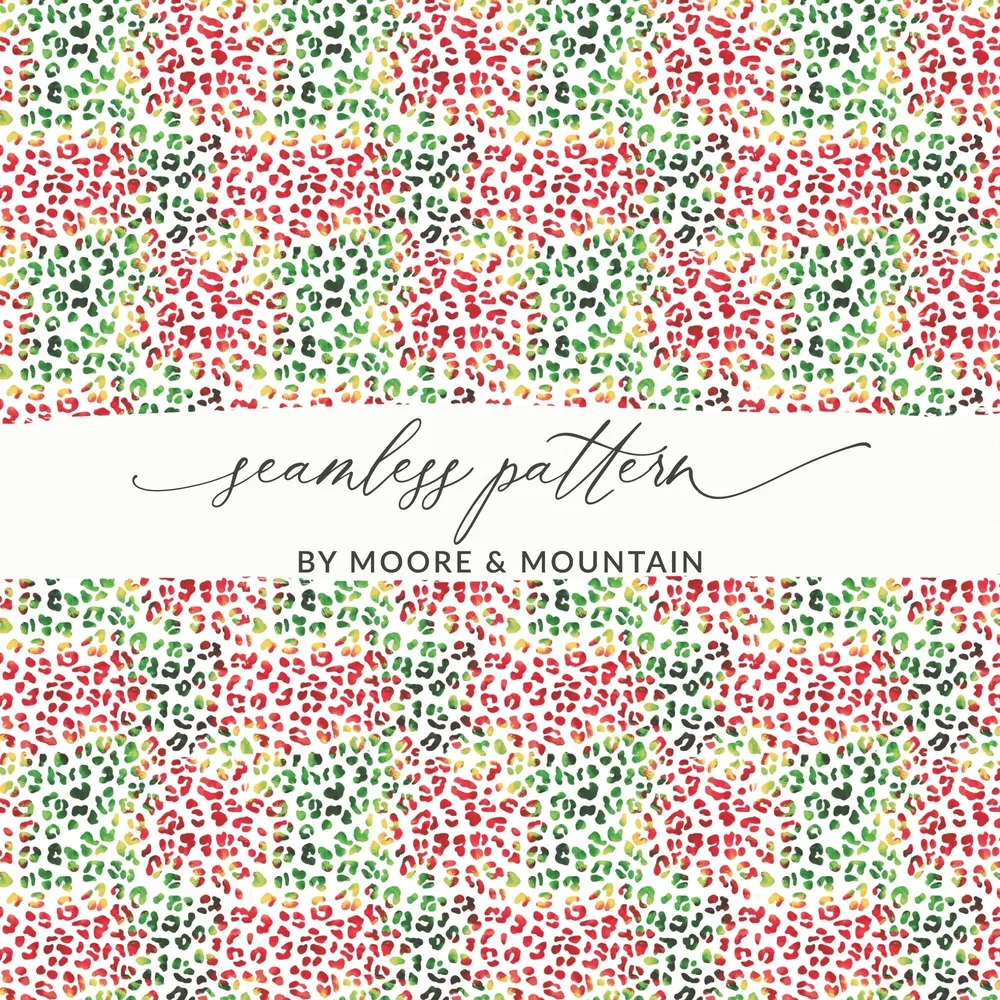 Red Green Leopard Spots Seamless Surface Pattern Design Digital Christmas Animal Print - Moore and Mountain