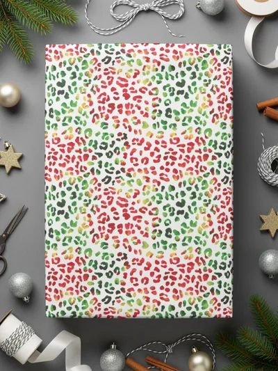 Red Green Leopard Spots Seamless Surface Pattern Design Digital Christmas Animal Print - Moore and Mountain