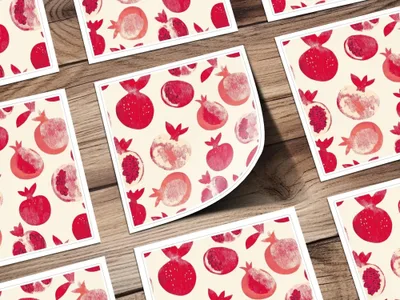 Red Pomegranate Pattern Digital Paper, Seamless Fruit Design, Printable Pomegranate Pattern, Commercial Use, Digital Scrapbook Paper - Moore and Mountain