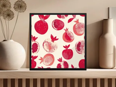 Red Pomegranate Pattern Digital Paper, Seamless Fruit Design, Printable Pomegranate Pattern, Commercial Use, Digital Scrapbook Paper - Moore and Mountain