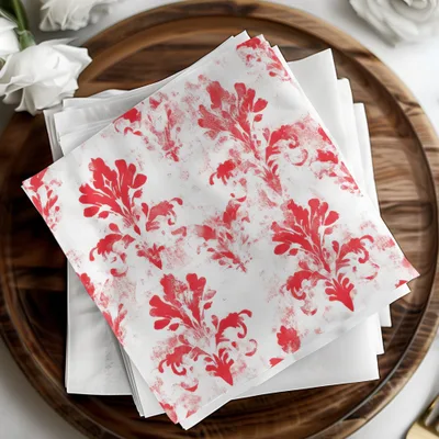 Red Seamless Damask Pattern Christmas Watercolor Digital - Moore and Mountain