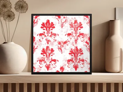 Red Seamless Damask Pattern Christmas Watercolor Digital - Moore and Mountain