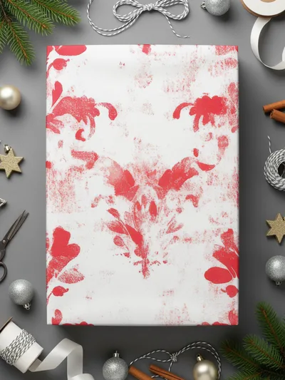 Red Seamless Damask Pattern Christmas Watercolor Digital - Moore and Mountain