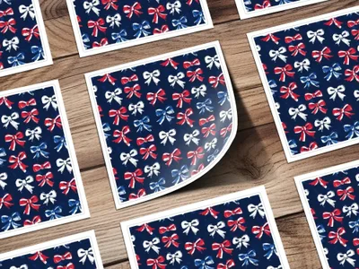 Red White Blue Bows, Seamless Digital Paper, Patriotic Pattern, Brush Stroke, 4th of July Digital, Digital Fabric, Holiday Digital - Moore and Mountain