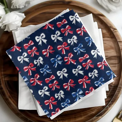 Red White Blue Bows, Seamless Digital Paper, Patriotic Pattern, Brush Stroke, 4th of July Digital, Digital Fabric, Holiday Digital - Moore and Mountain