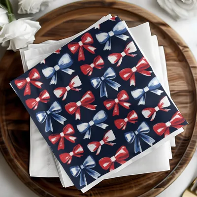 Red White Blue Bows, Seamless Pattern Digital Paper, Patriotic Fabric Design, Fourth of July Background, Scrapbooking, Party Decor - Moore and Mountain