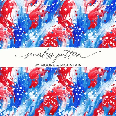 Red White Blue Digital Paper, Patriotic Seamless Pattern, Abstract Art Digital Download, July 4th Background, Scrapbook Paper